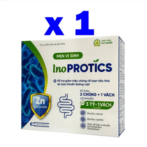 Men Vi Sinh Inoprotics Ích Nhân Bổ Sung 2 Chủng ~ 3 Tỷ + 1 Vách Lợi Khuẩn Đường Ruột - Hộp 20 Ống