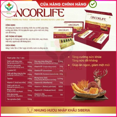 Viên Uống Gincorlife Của Ích Nhân Tăng Cường Sức Khỏe,Đề Kháng,Giúp Ăn Ngon,Giảm Mệt Mỏi-Hộp 60V