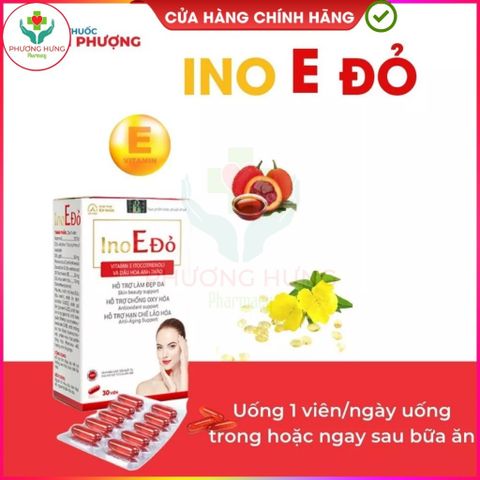 Viên Uống Ino E Đỏ Của Ích Nhân Bổ Sung Vitamin E, Hỗ Trợ Làm Đẹp Da, Chống Oxy Hóa Da-Hộp 30 Viên