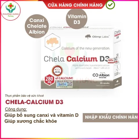 Chela Calcium D3-Bổ Sung Canxi,Vitamin D3 Cho Trẻ Từ  6 Tuổi,Người Lớn,Mẹ Bầu Và Cho Con Bú-Hộp 30V
