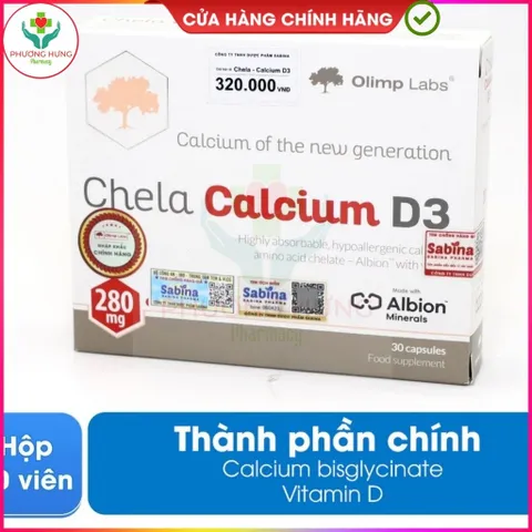 Chela Calcium D3-Bổ Sung Canxi,Vitamin D3 Cho Trẻ Từ  6 Tuổi,Người Lớn,Mẹ Bầu Và Cho Con Bú-Hộp 30V