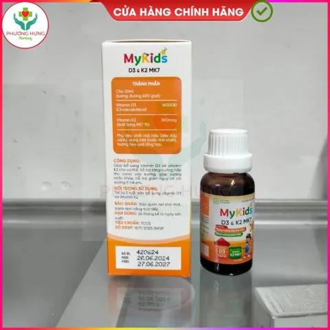 Siro Mykids D3K2 của Ích Nhân Bổ sung vitamin D3, K2 cho cơ thể, tăng cường hấp thu canxi-Lọ 20ml