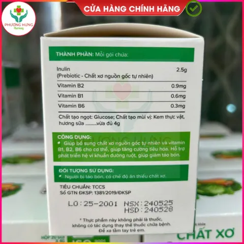 Chất Xơ Ích Nhi Bổ Sung Chất Xơ Inulin, Giúp Giảm Táo Bón, Tăng Cường Tiêu Hóa - Hộp 20 Gói