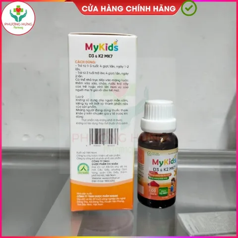 Siro Mykids D3K2 của Ích Nhân Bổ sung vitamin D3, K2 cho cơ thể, tăng cường hấp thu canxi-Lọ 20ml