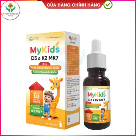 Siro Mykids D3K2 của Ích Nhân Bổ sung vitamin D3, K2 cho cơ thể, tăng cường hấp thu canxi-Lọ 20ml