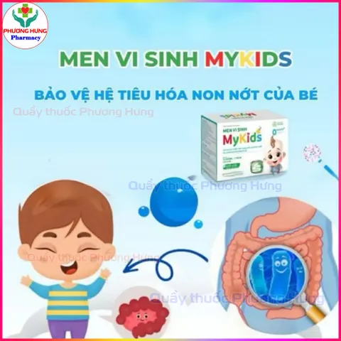 Men Vi Sinh Mykids Bổ Sung 3 Chủng ~ 3 Tỷ + 1 Vách Lợi Khuẩn, Dùng Được Cho Trẻ Sơ Sinh -Hộp 20 Ống