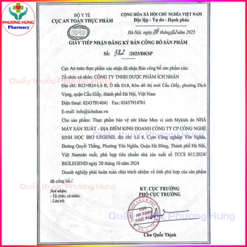 Men Vi Sinh Mykids Bổ Sung 3 Chủng ~ 3 Tỷ + 1 Vách Lợi Khuẩn, Dùng Được Cho Trẻ Sơ Sinh -Hộp 20 Ống