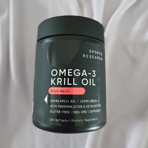 Viên uống dầu Nhuyễn Thể Sports Research Omega-3 Krill Oil Mini-Gels 500 mg |120 viên| Bảo vệ tim mạch - Kháng viêm & Tăng cường trí não [S/P Chuẩn Mỹ]