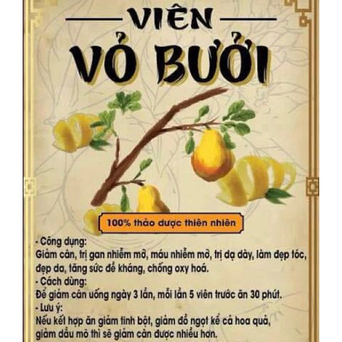 Viên Vỏ Bưởi Sấy Khô (túi:450viên)