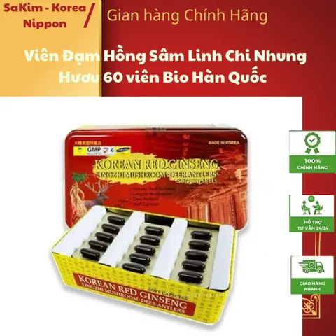 [CHÍNH HÃNG] Viên Đạm Hồng Sâm Linh Chi Nhung Hươu 60 viên Bio Hàn Quốc (1hộp) 795505
