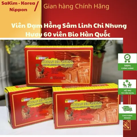 [CHÍNH HÃNG] Viên Đạm Hồng Sâm Linh Chi Nhung Hươu 60 viên Bio Hàn Quốc (1hộp) 795505