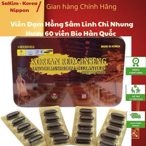 [CHÍNH HÃNG] Viên Đạm Hồng Sâm Linh Chi Nhung Hươu 60 viên Bio Hàn Quốc (1hộp) 795505