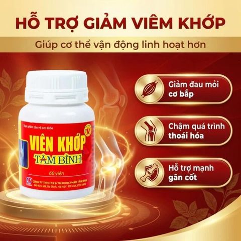 Viên uống giảm thoái hóa khớp viêm khớp Tâm Bình (60 viên)