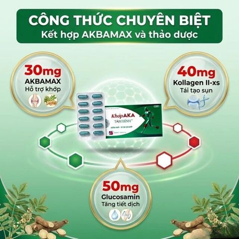 Viên uống dưỡng khớp, tái tạo sụn khớp AKA Tâm Bình (5 vỉ x 12 viên)