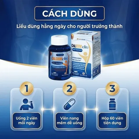 Viên uống bổ sung canxi, Vitamin D3 và Vitamin K2 cho cơ thể, hỗ trợ xương chắc khoẻ CalciumElite Vitamins For Life (Hộp 60 viên)
