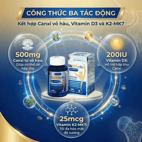 Viên uống bổ sung canxi, Vitamin D3 và Vitamin K2 cho cơ thể, hỗ trợ xương chắc khoẻ CalciumElite Vitamins For Life (Hộp 60 viên)