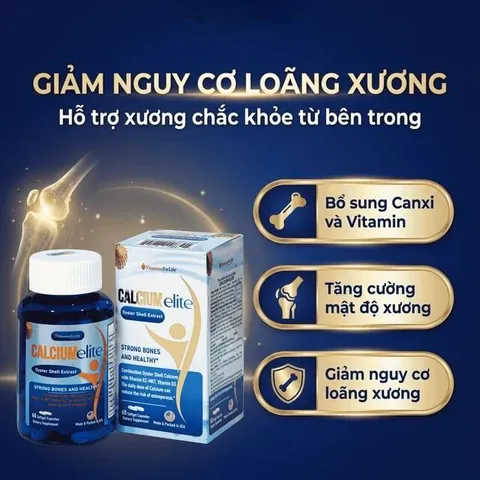 Viên uống bổ sung canxi, Vitamin D3 và Vitamin K2 cho cơ thể, hỗ trợ xương chắc khoẻ CalciumElite Vitamins For Life (Hộp 60 viên)