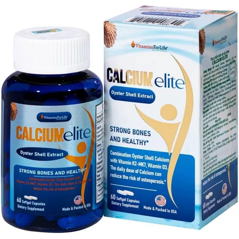 Viên uống bổ sung canxi, Vitamin D3 và Vitamin K2 cho cơ thể, hỗ trợ xương chắc khoẻ CalciumElite Vitamins For Life (Hộp 60 viên)