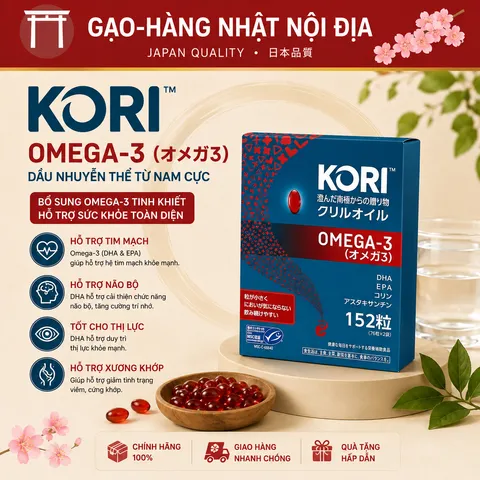  Dầu nhuyễn thể Kori Krill Oil Omega-3 hộp 152 viên Nhật Bản