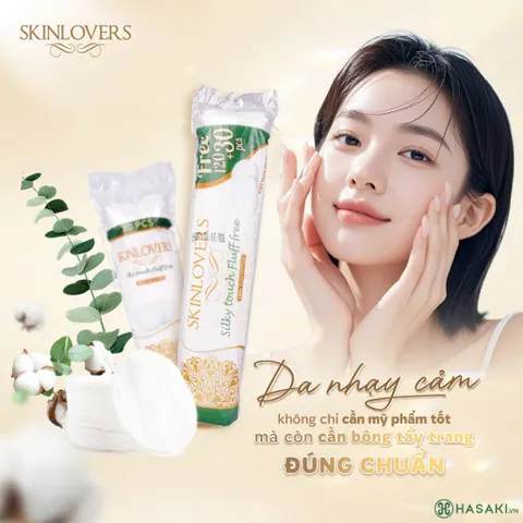 [Tặng quà] Combo 5 Bông Tẩy Trang Skinlovers Cao Cấp Làm Sạch Dịu Nhẹ Mềm Mịn Cho Da Nhạy Cảm 150 miếng