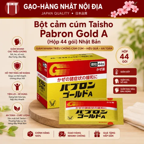 Bột Hỗ Trợ Giảm Cảm Cúm Taisho Pabron Gold A Nhật Bản (Hộp 44 Gói) - Giảm Ho, Sốt, Sổ Mũi, Đau Họng