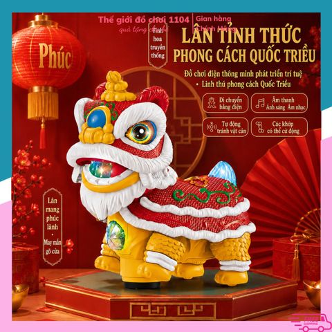 Lồng đèn Trung Thu múa lân có đèn nhạc tự động di chuyển tránh vật cản, quà tặng rằm tháng 8