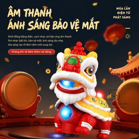 Lồng đèn Trung Thu múa lân có đèn nhạc tự động di chuyển tránh vật cản, quà tặng rằm tháng 8