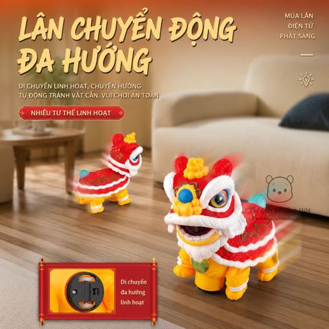 Lồng đèn Trung Thu múa lân có đèn nhạc tự động di chuyển tránh vật cản, quà tặng rằm tháng 8