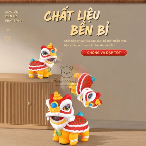 Lồng đèn Trung Thu múa lân có đèn nhạc tự động di chuyển tránh vật cản, quà tặng rằm tháng 8