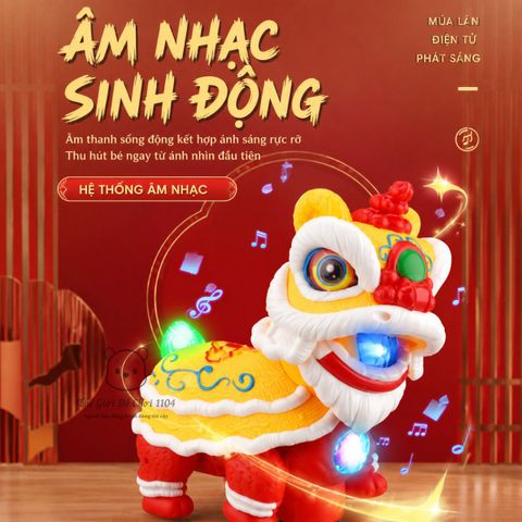 Lồng đèn Trung Thu múa lân có đèn nhạc tự động di chuyển tránh vật cản, quà tặng rằm tháng 8