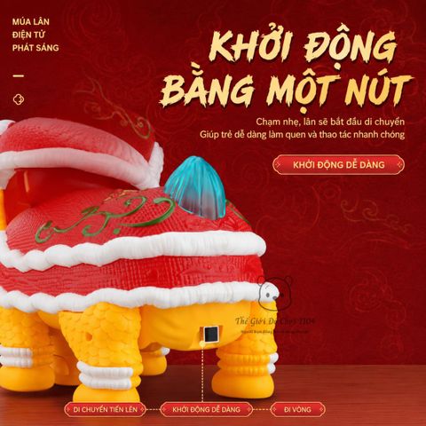 Lồng đèn Trung Thu múa lân có đèn nhạc tự động di chuyển tránh vật cản, quà tặng rằm tháng 8