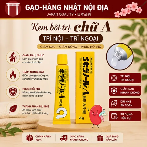 Kem Bôi Trĩ Chữ A Borraginol Nhật Bản 20g - Kem Bôi Co Búi Trĩ, Giảm Đau Rát Hậu Môn Cấp Tốc