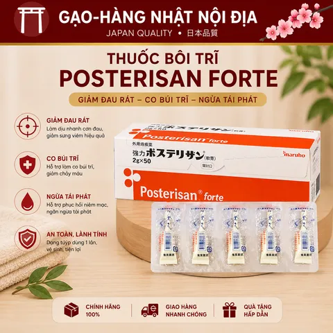 Kem Bôi Trĩ Posterisan Forte Nhật Bản (Vỉ 5 Tuýp / Hộp 50 Tuýp) - Kem Bôi Co Búi Trĩ, Giảm Đau Rát Hậu Môn