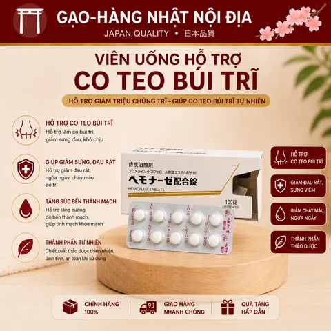 Viên Uống Hỗ Trợ Co Teo Búi Trĩ Hemonase Tablets Nhật Bản Hộp 100 Viên