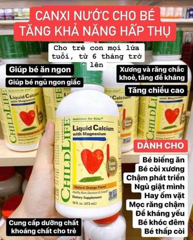 Canxi dạng nước ChildLife Liquid Calcium with Magnesium chai 473ml 795809
