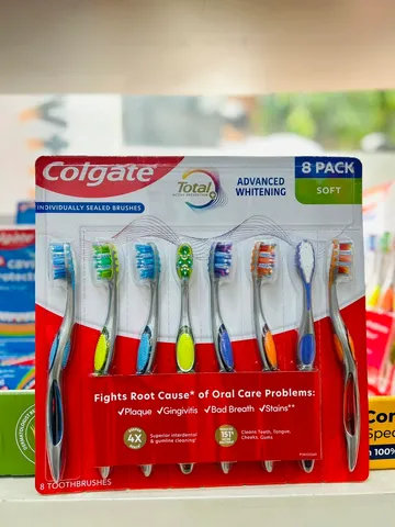 (HÀNG MỸ CHÍNH HÃNG) SET 8 CÂY BÀN CHẢI COLGATE TOTAL ADVANCED WHITENING