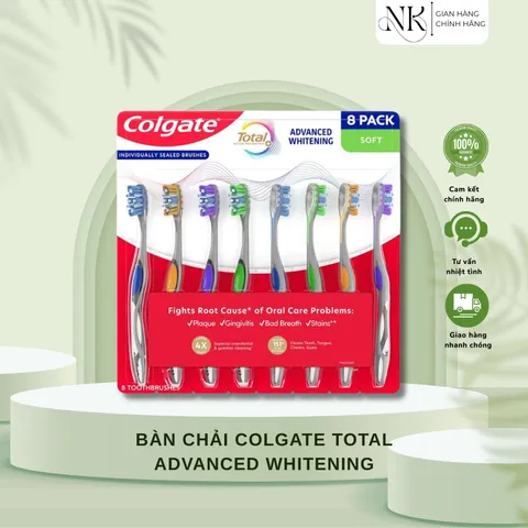 (HÀNG MỸ CHÍNH HÃNG) SET 8 CÂY BÀN CHẢI COLGATE TOTAL ADVANCED WHITENING
