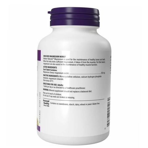 Viên uống Webber Natural Magnesium 250 mg |150 viên| Duy trì chức năng cơ/thần kinh - Kháng acid & nhuận tràng [SP Chuẩn Canada không tem]