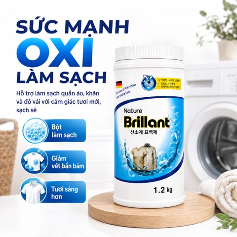 Bột tẩy Oxi Nature Brillant 1.2kg Made in Korea làm sạch quần áo trắng giảm ố vàng