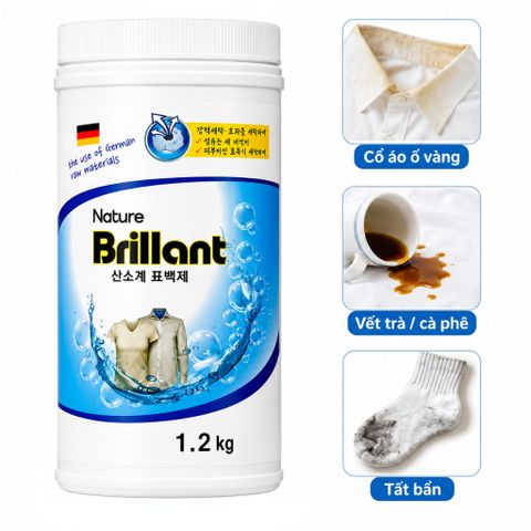 Bột tẩy Oxi Nature Brillant 1.2kg Made in Korea làm sạch quần áo trắng giảm ố vàng