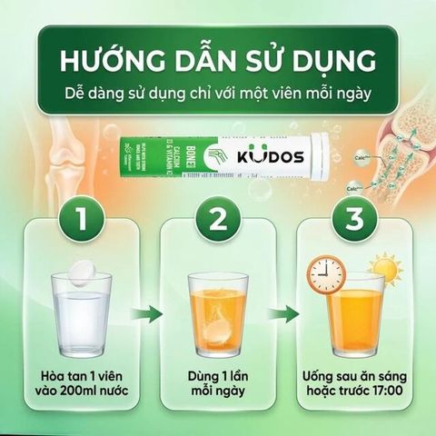 Viên sủi bổ sung canxi, vitamin K2, vitamin D3 cho cơ thể Kudos Bone hương cam (20 viên)
