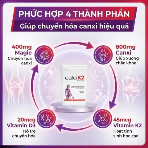 Viên uống hỗ trợ phòng chống loãng xương, bổ sung canxi giúp xương chắc khỏe Calci K2 Dao Nordic Health (60 viên)