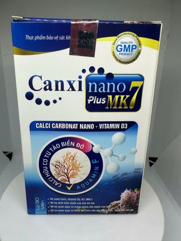 Viên uống Canxi Nano Plus MK7 (Chai 30 viên) Hỗ trợ phát triển xương và chiều cao cho trẻ em và giảm nguy cơ loãng xương