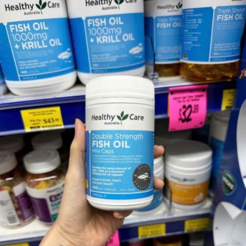 Viên uống Healthy Care Double Strength Fish Oil Mini Caps |200 viên| Bổ sung dưỡng chất nền tảng & Duy trì sức khỏe tim mạch/não bộ/thị lực ổn định [S/P Chuẩn Úc không tem]