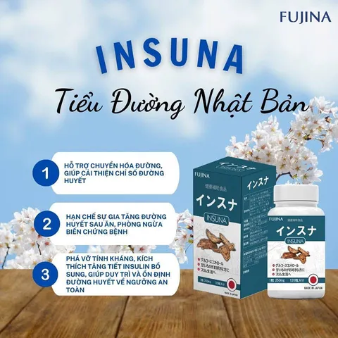 INSUNA NHẬT BẢN 120 VIÊN – HỖ TRỢ KIỂM SOÁT ĐƯỜNG HUYẾT, DUY TRÌ CHUYỂN HÓA ỔN ĐỊNH