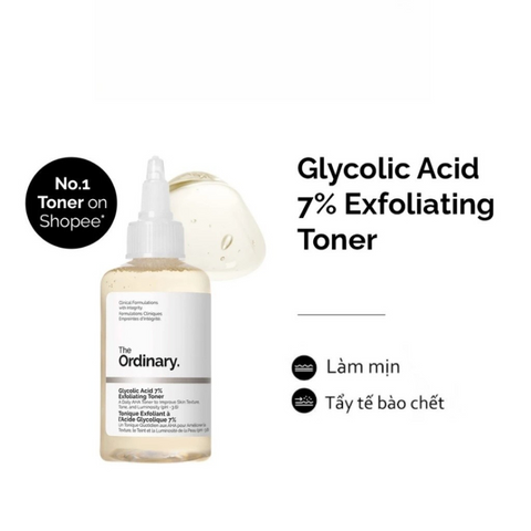 Nước Hoa Hồng The Ordinary Glycolic Acid 7% 240ml – Toner AHA Tẩy Tế Bào Chết, Làm Sáng Và Mịn Da