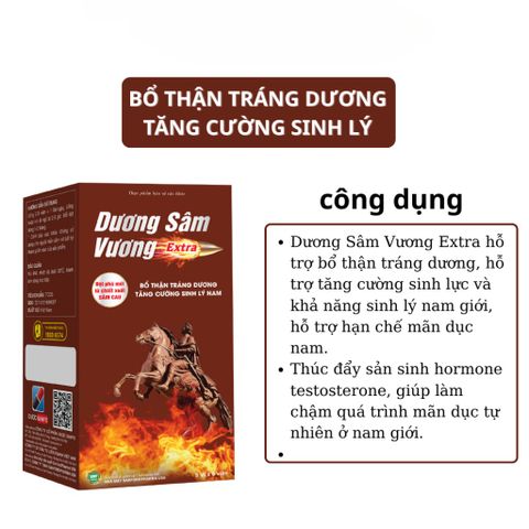 Dương Sâm Vương Extra New, hỗ trợ bổ thận td, tăng cường sức khoẻ, 5 vỉ x 6 viên