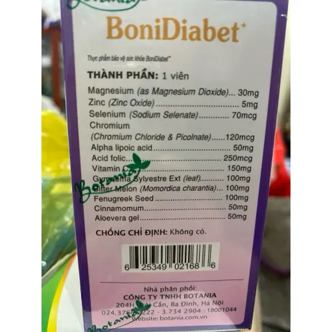 bonidiabet + (boni diabet, diabet+, Hạ và ổn định đường huyết, Hạ mỡ máu: giảm cholesterol, lipid máu, Bổ sung vi chất