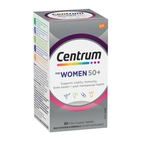 Centrum Women 50+ Bổ sung lutein vitamin D và canxi hỗ trợ sức khỏe sau mãn kinh duy trì sức khỏe của xương răng và làn da khỏe mạnh