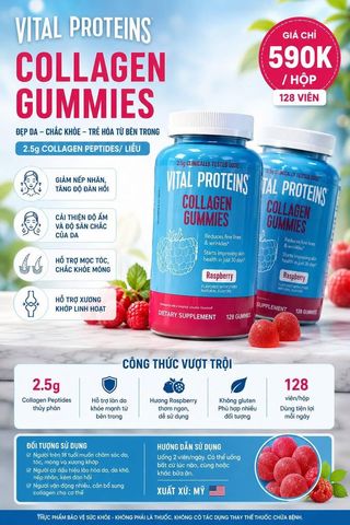 (HÀNG CHÍNH HÃNG MỸ) GUMMIES VITAL PROTEINS COLLAGEN GUMMIES ( 128 viên )